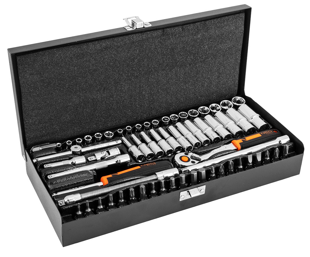 NEO TOOLS Set of socket spanners 1/4", 63 pieces, CrV — 10-008