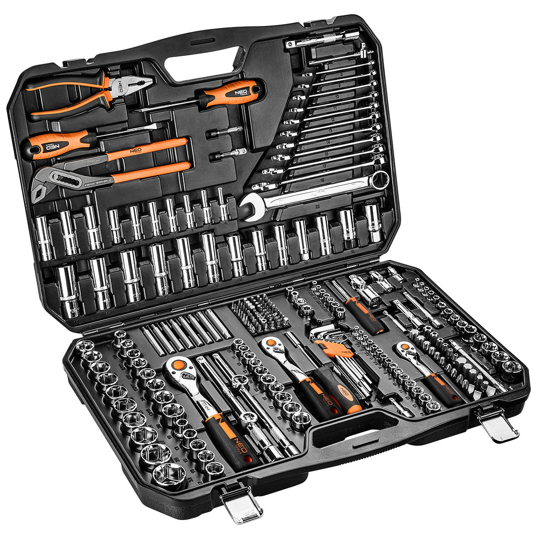 NEO TOOLS Set of socket spanners 1/2", 3/8", 1/4", 233 pieces, CrV — 10-078