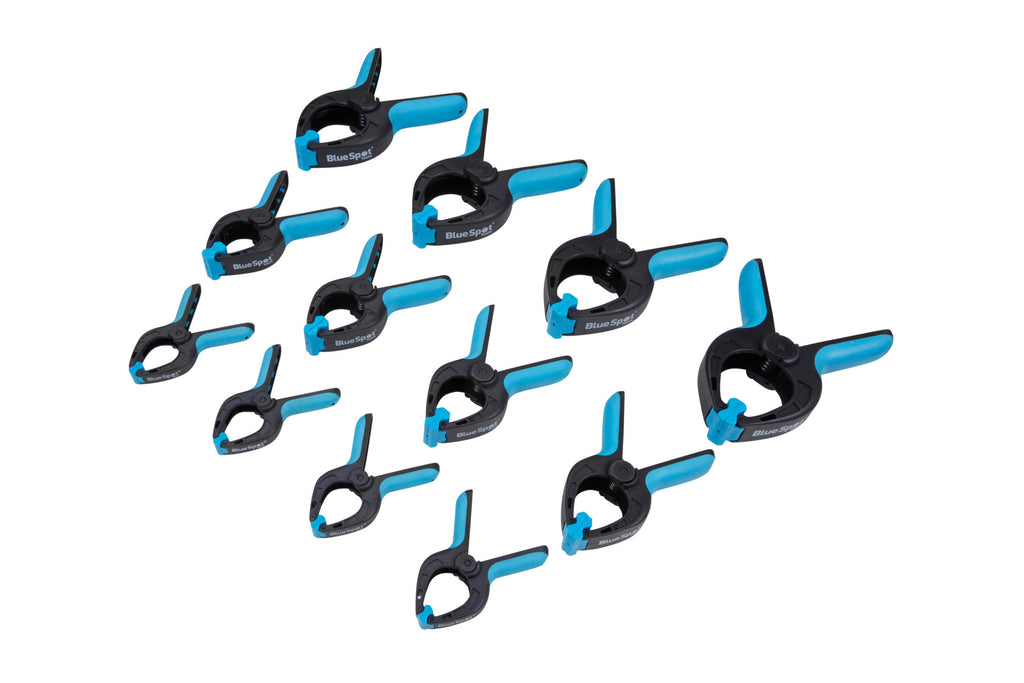 Blue Spot Tools 12 PCE Plastic Spring Clamps (85-160mm) (3 1/2"-6 1/2")