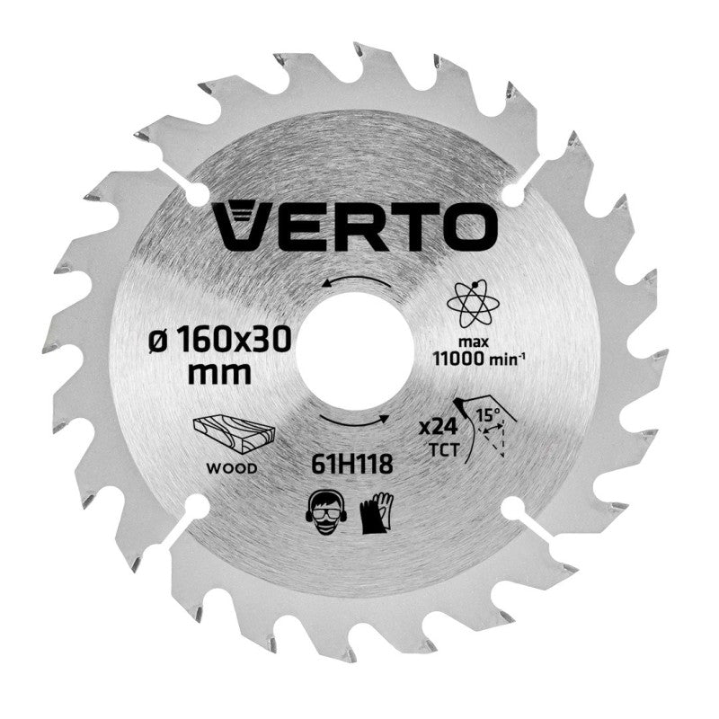 VERTO Circular saw blades with HM tips 160x30mm , 24 teeth — 61H118