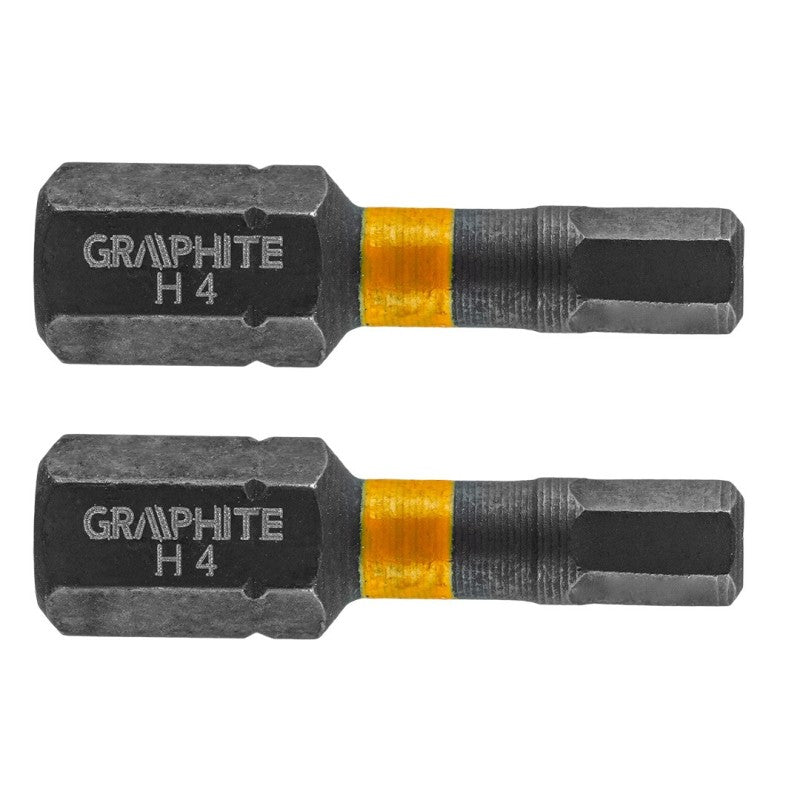 GRAPHITE Impact bit HEX4 x 25 mm, 2 pcs — 56H507