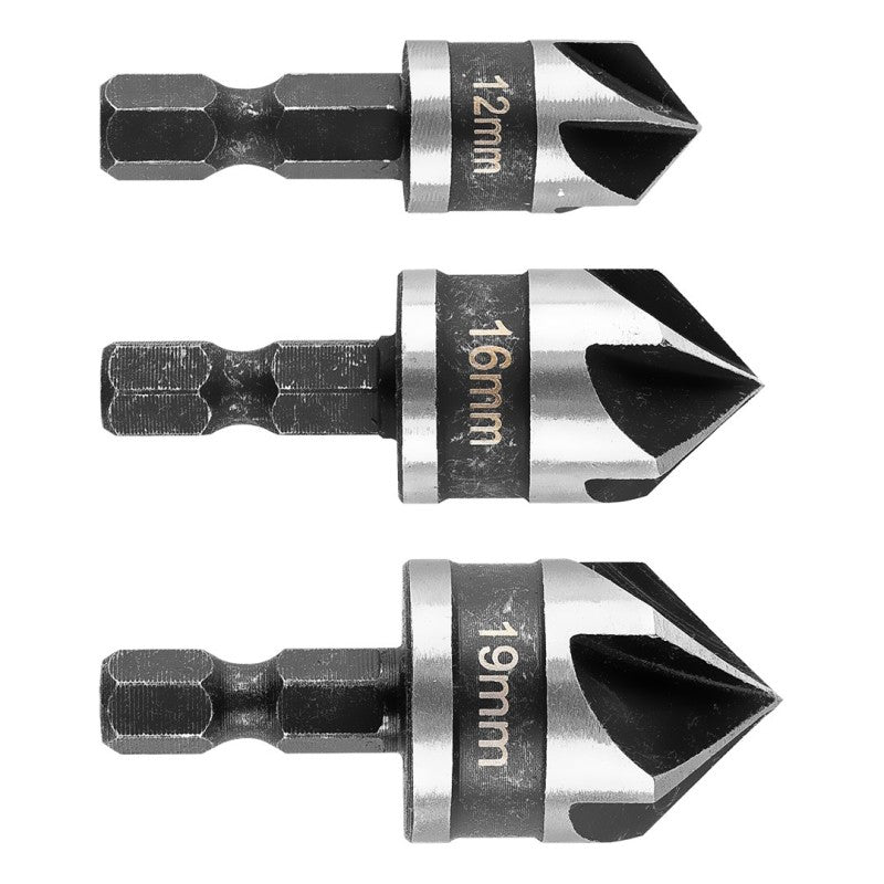 GRAPHITE Hex chamfer set, 12, 16, 19 mm, set 3 pcs — 54T423