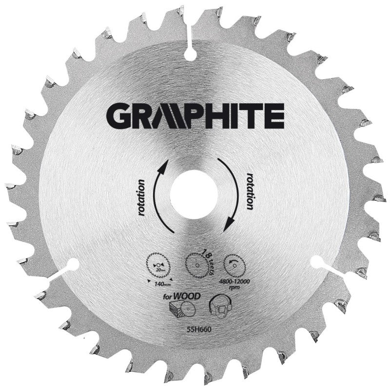 GRAPHITE Circular saw blade 140 x 20 mm, 18 teeth — 55H660
