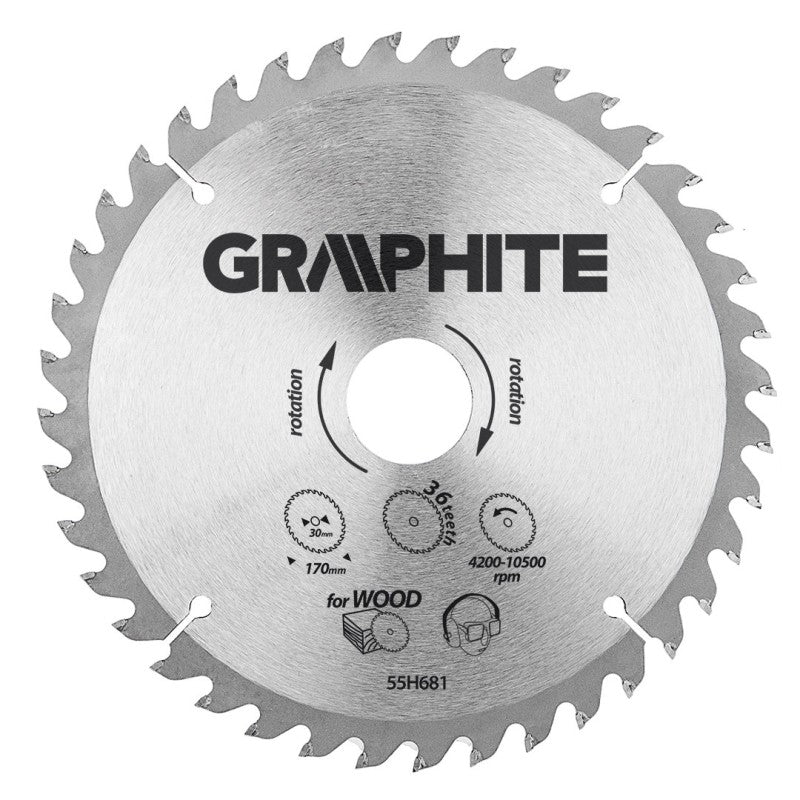 GRAPHITE Circular saw blade 170 x 30 mm, 36 teeth — 55H681