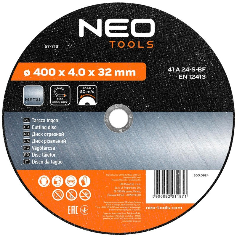 NEO TOOLS Metal cutting disc 400 x 4.0 x 32 mm, 41 A24-S-BF — 57-713