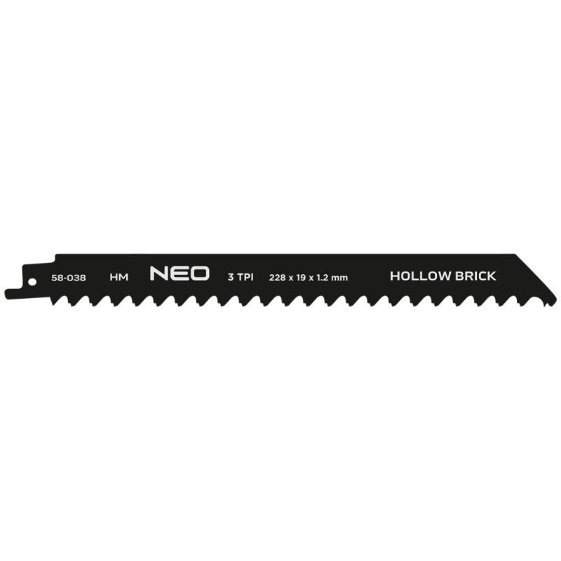 NEO TOOLS Sabre saw blade, HM, 228 x 19 x 1.2 mm, 3TPI — 58-038