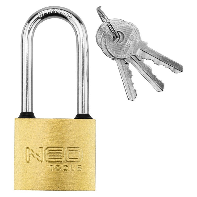 NEO TOOLS Padlock with long yoke 40 mm, 3 keys — 85-054