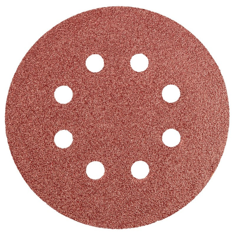 NEO TOOLS Velcro-backed sanding discs 125 mm, P60, 5 pcs, with 8 holes — 55-940