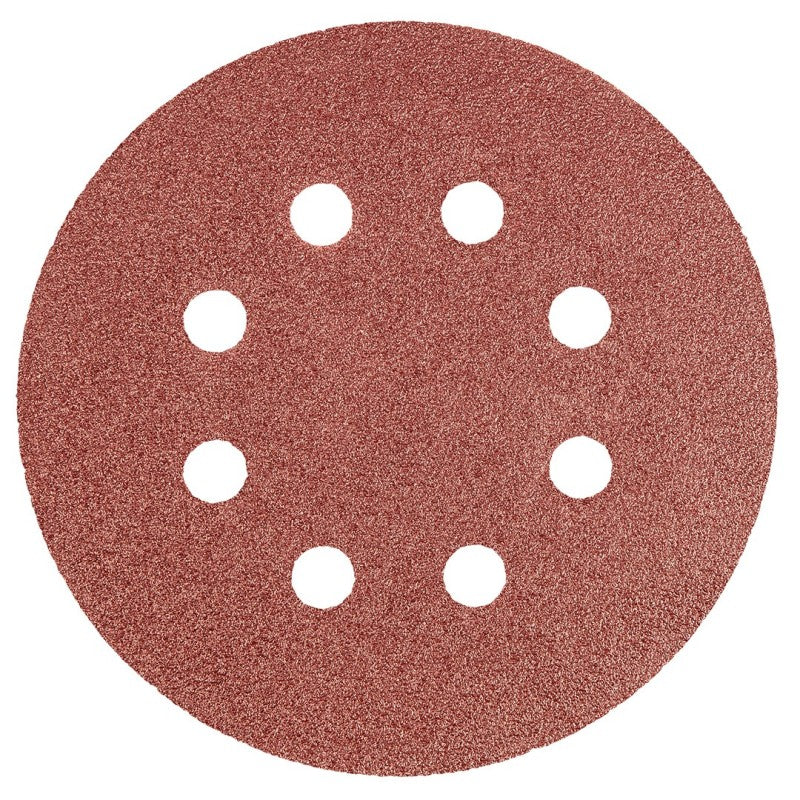 NEO TOOLS Velcro-backed sanding discs 125 mm, P80, 5 pcs, with 8 holes — 55-941