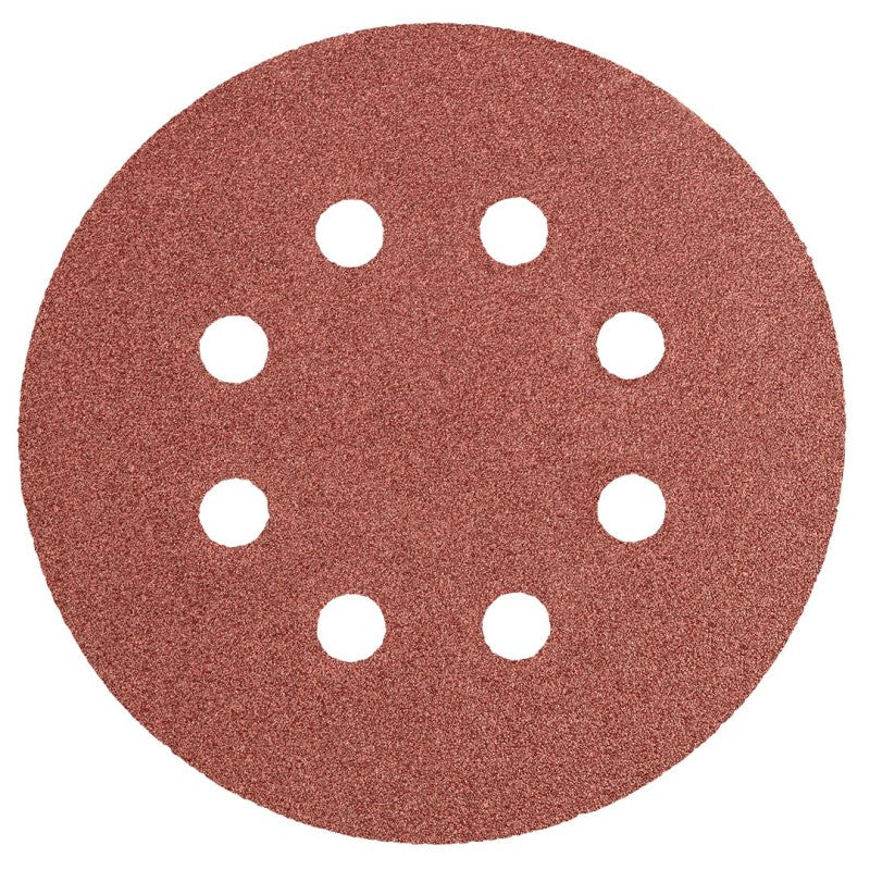 NEO TOOLS Velcro-backed sanding discs 125 mm, P100, 5 pcs, with 8 holes — 55-942