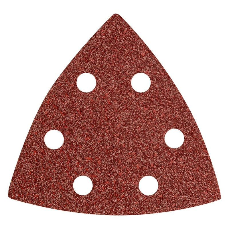 NEO TOOLS Velcro-backed delta sanding paper 93 x 93 mm P40, 5 pcs, with 6 holes — 55-763