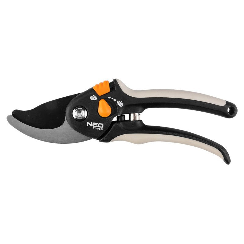 NEO TOOLS By-pass secateurs 200 mm, range up to 18 mm, adjustable spacing. — 15-202-1