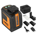 NEO TOOLS Plane laser 20 m, 5 lines, green, case, magnetic holder — 75-144