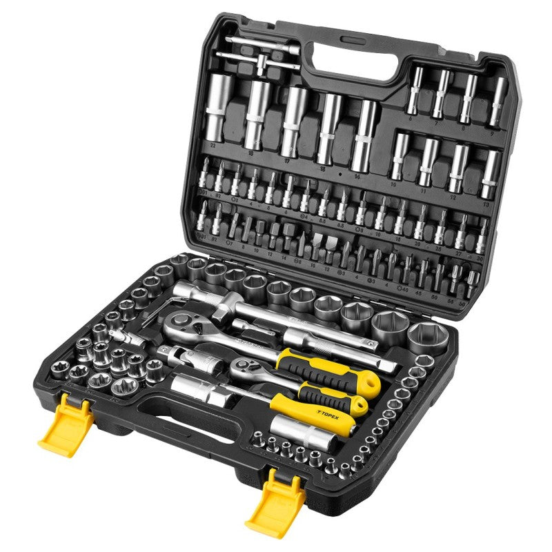 TOPEX Socket spanners 1/2", 1/4", set of 110 pieces. — 38D849