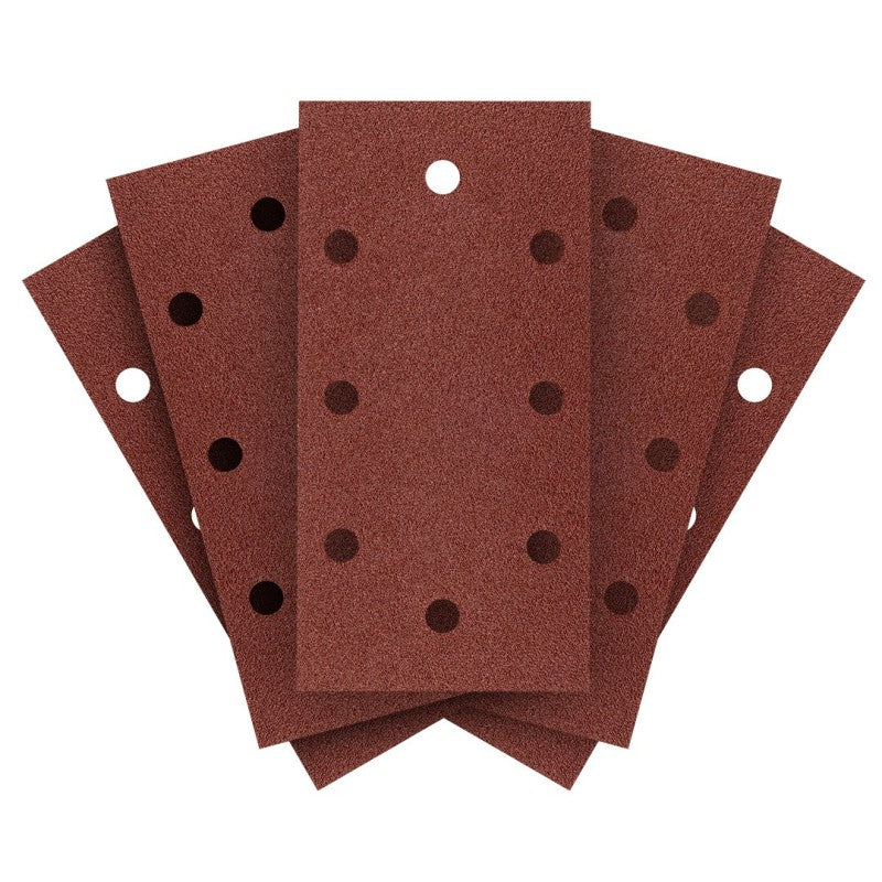 GRAPHITE Sanding paper, velcro 93 x 185 mm, P80, 5 pcs. with 8 holes — 58T242