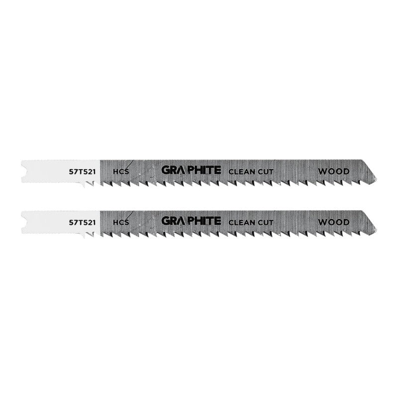 GRAPHITE Jigsaw blade, 10 TPI, HSC, U-shaped handle, 2 pcs, reverse tooth, clean cut — 57T521
