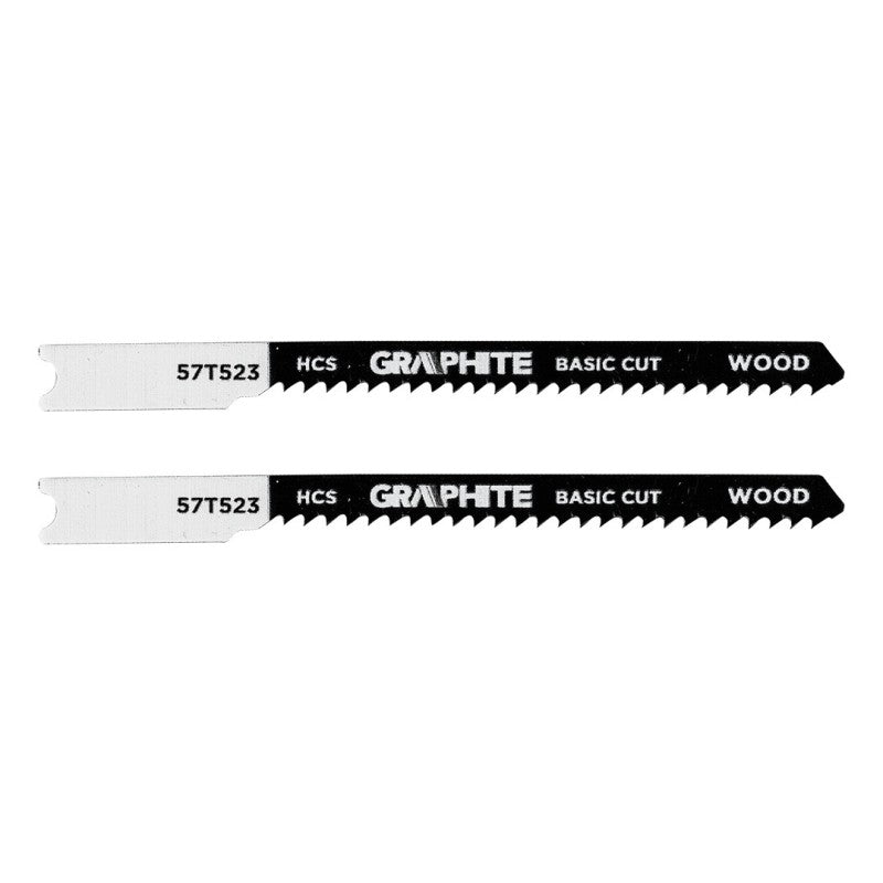 GRAPHITE Jigsaw blade, 12 TPI, HCS, U-shaped handle, 2 pcs, curved cut — 57T523