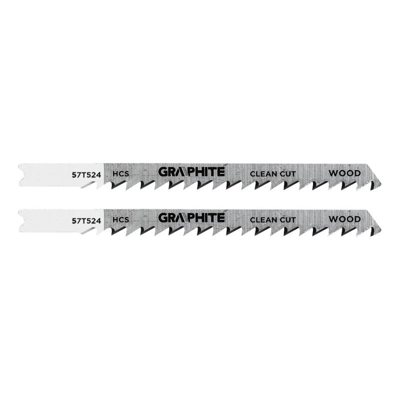 GRAPHITE Jigsaw blade, 6 TPI, HSC, U-shaped handle, 2 pcs, clean cut — 57T524