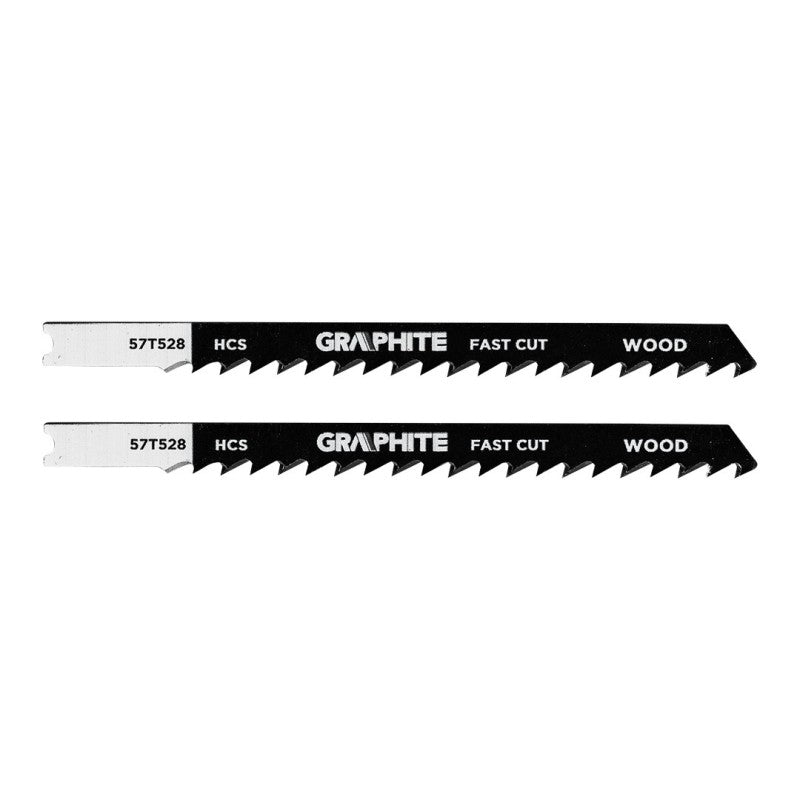 GRAPHITE Jigsaw blade, 6 TPI, HSC, U-shaped handle, 2 pcs, rough cutting — 57T528