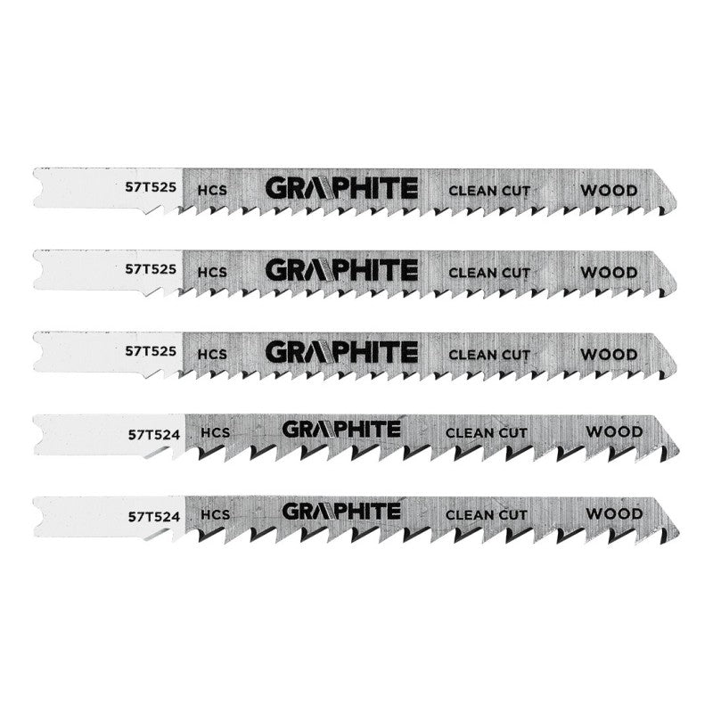 GRAPHITE Jigsaw blade, 6 TPI, HSC, U-shaped handle, 5 pcs — 57T529