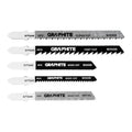 GRAPHITE Jigsaw blade set, 6 TPI, 10 TPI, 12 TPI, 20 TPI, HCS, T-handle, 5 pcs — 57T540