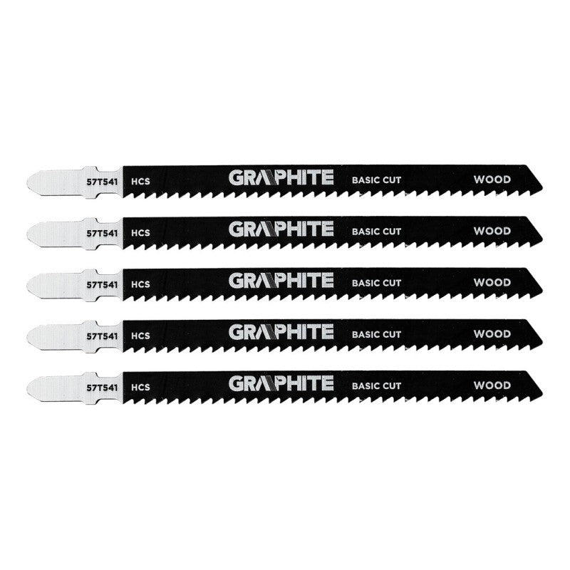 GRAPHITE Jigsaw blade, 9 TPI, HSC, T-shaped handle, 5 pcs — 57T541