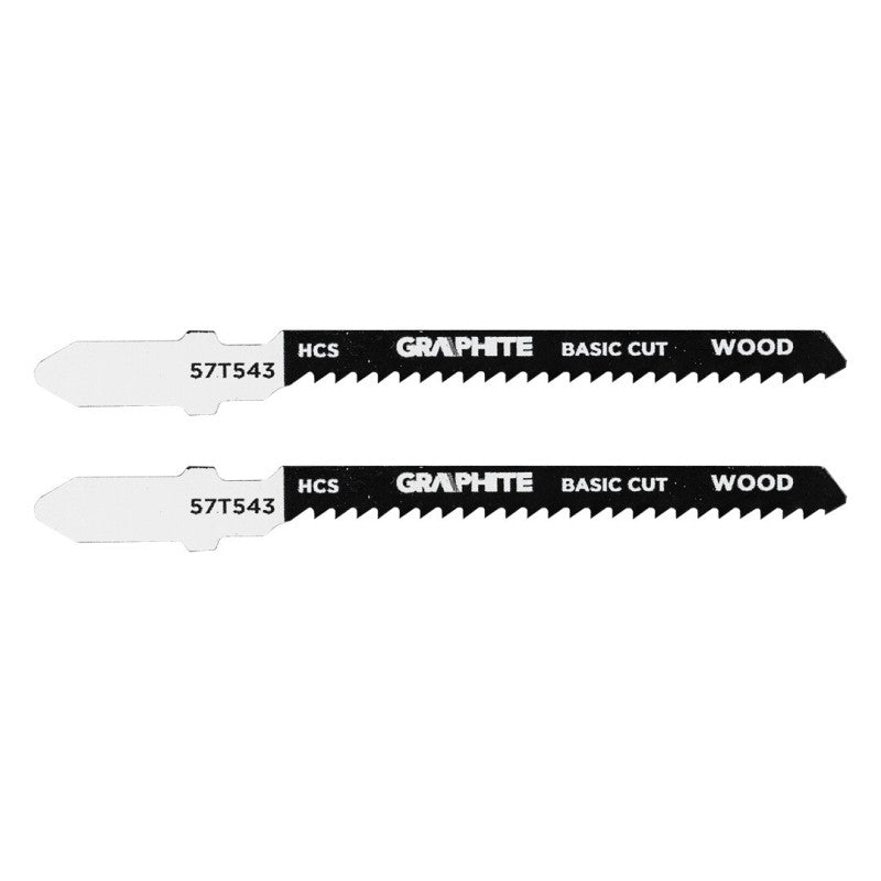GRAPHITE Jigsaw blade, 12 TPI, HSC, T-shaped handle, 2 pcs, curved cut — 57T543