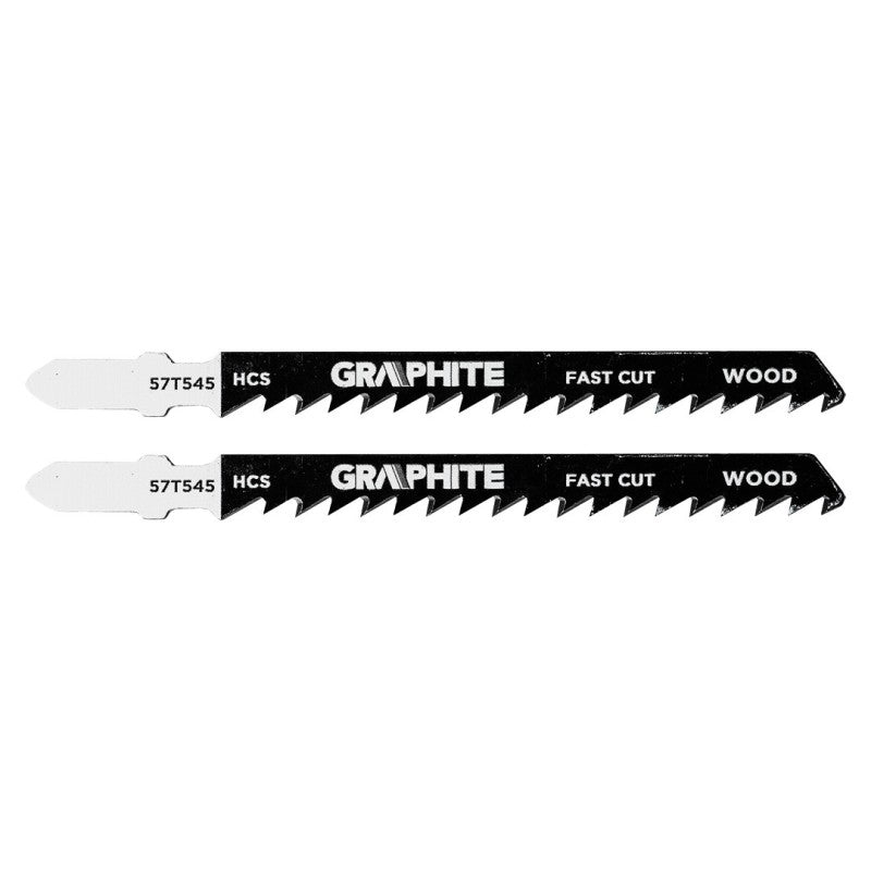 GRAPHITE Jigsaw blade, 6 TPI, HSC, T-shaped handle, 2 pcs, rough cutting — 57T545