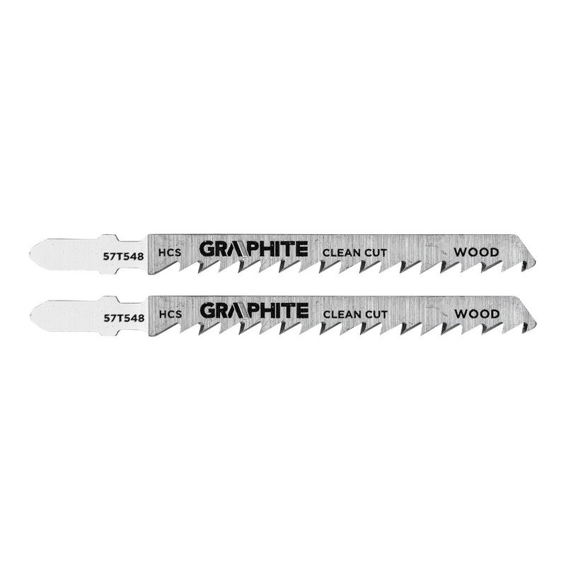 GRAPHITE Jigsaw blade, 6 TPI, HSC, T-shaped handle, 2 pcs, clean cut — 57T548