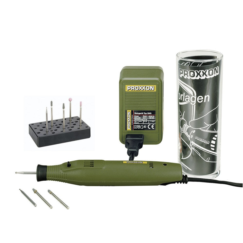 PROXXON Engraving kit with GG 12, mains adaptor and trial glass
