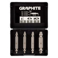 GRAPHITE Reversible screw extractors for broken screws or damaged sockets, set 4 pcs — 54T429