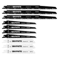 GRAPHITE Blades for reciprocating saw, TPI 5, TPI 6, TPI 18, HCS/BIM, set 10 pcs — 57T566