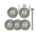 PROXXON Stainless steel wire wheel brushes, ? 22 mm, 5 pcs. + arbor