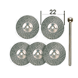 PROXXON Stainless steel wire wheel brushes, ? 22 mm, 5 pcs. + arbor