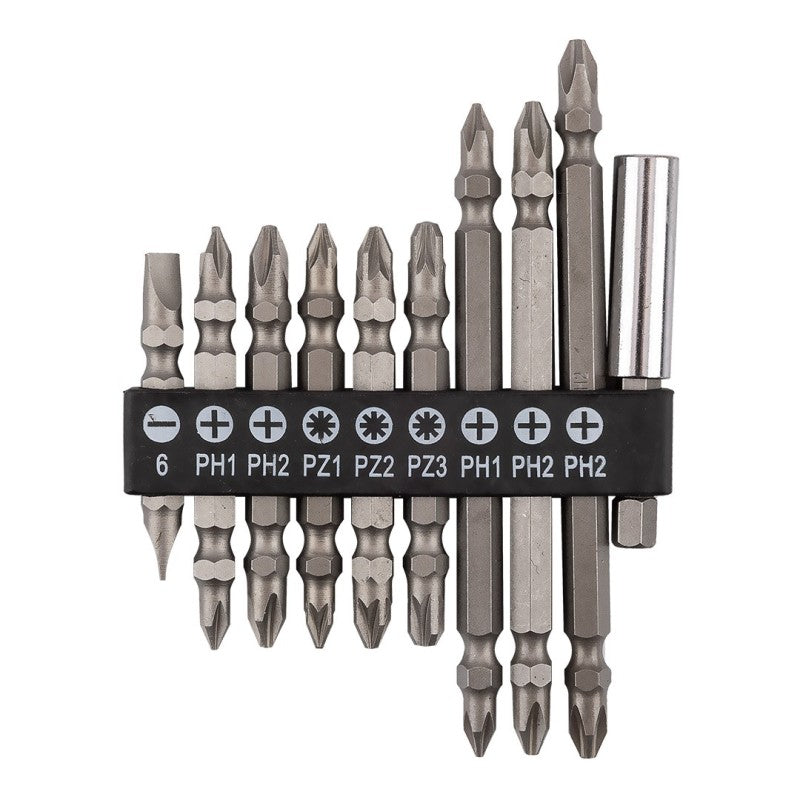 GRAPHITE Set of reversible bits SL6, PH1x2, PH2x3, PZ1/2/3, with magnetic holder 60 mm, 10 pcs. — 56T513