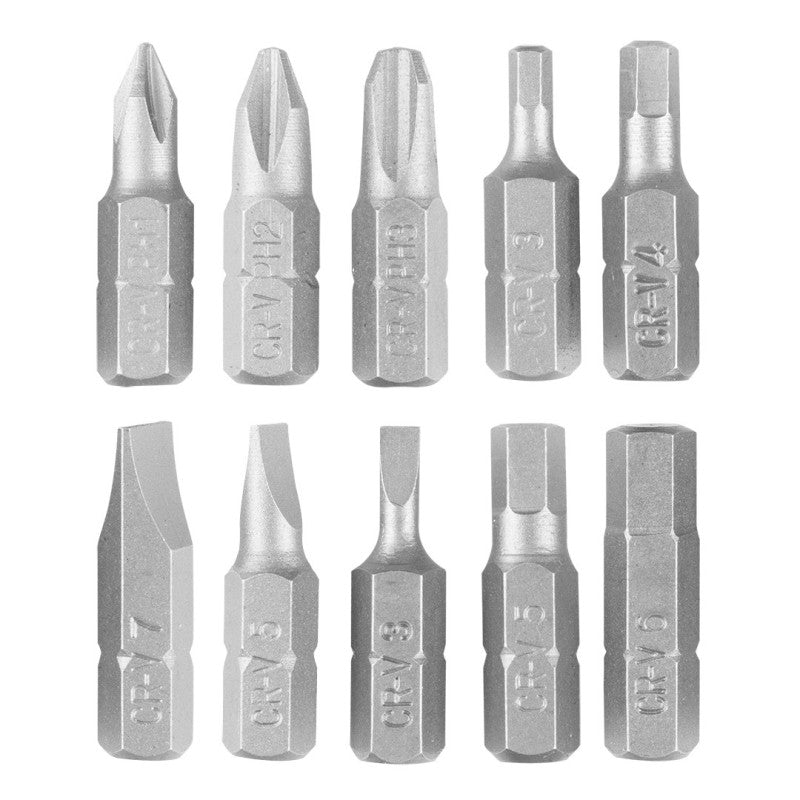 GRAPHITE Bit set SL3/5/7, PH1/2/3, H3/4/5/6 x 25 mm, 10 pcs. — 56T514