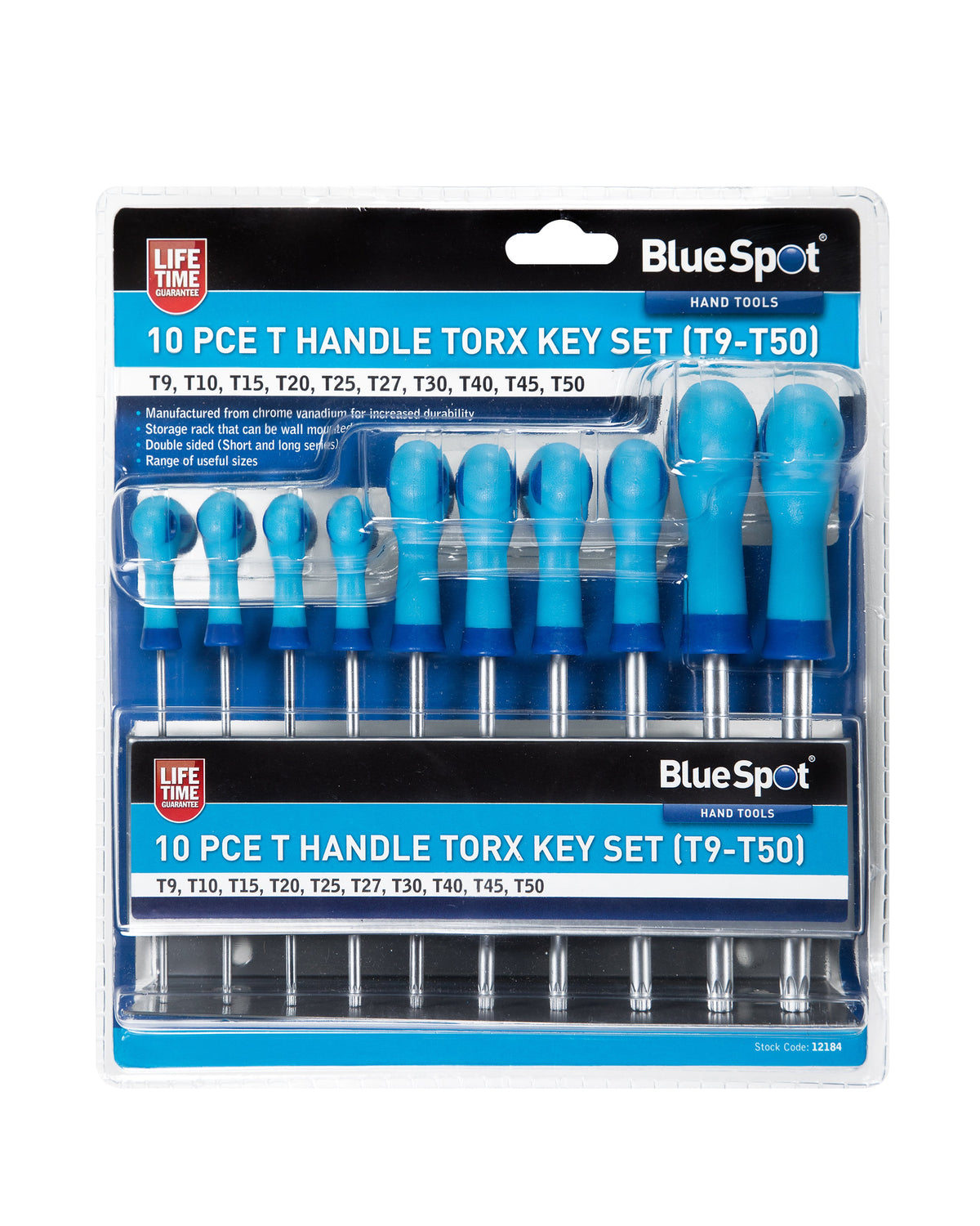 Blue Spot Tools 10 PCE T Handle Torx Key Set (T9-T50)