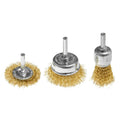 GRAPHITE Wire brushes, crimped wire, brass-plated, 25, 37, 50 mm, 3 pcs., shank 6 mm — 57T438