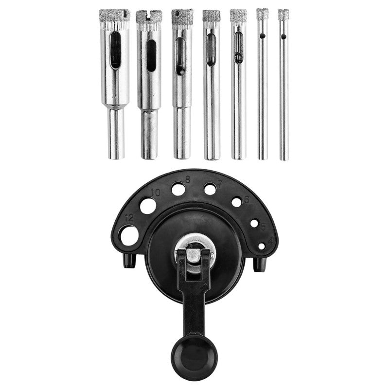GRAPHITE Diamond drills 4-12 mm with guide, set 8 pcs — 56T737