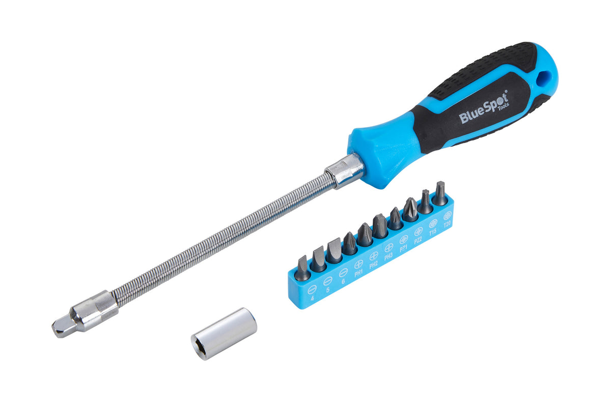 Blue Spot Tools 12 PCE Flexible Screwdriver & Bit Set