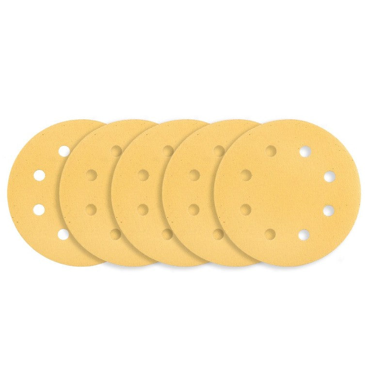 GRAPHITE Sanding paper, velcro 180 mm, K120, 5 pcs, with 8 holes for sander 59G263 — 54H023