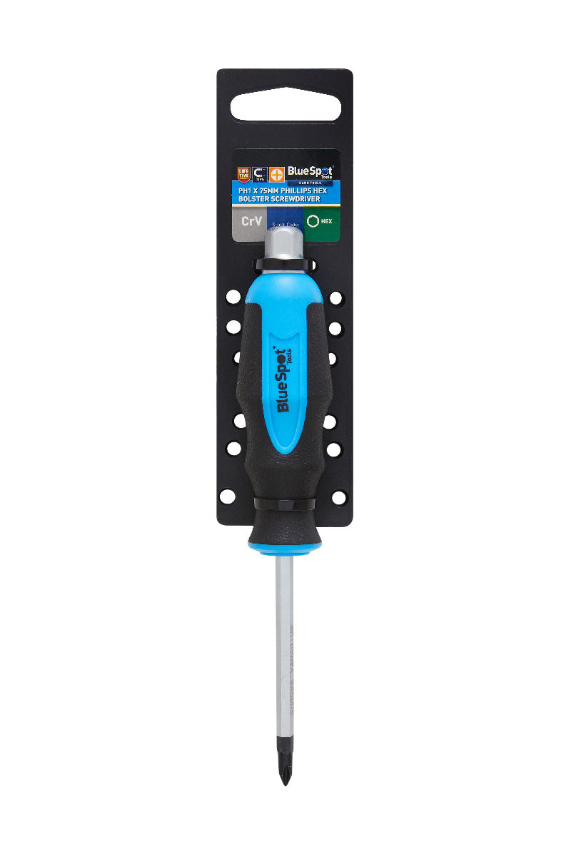 Blue Spot Tools Phillips Hex Bolster Screwdriver (PH1 x 75mm)