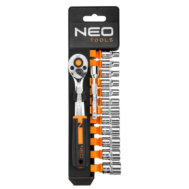 NEO TOOLS Set of socket spanners 1/4", 14 pieces, CrV — 10-000