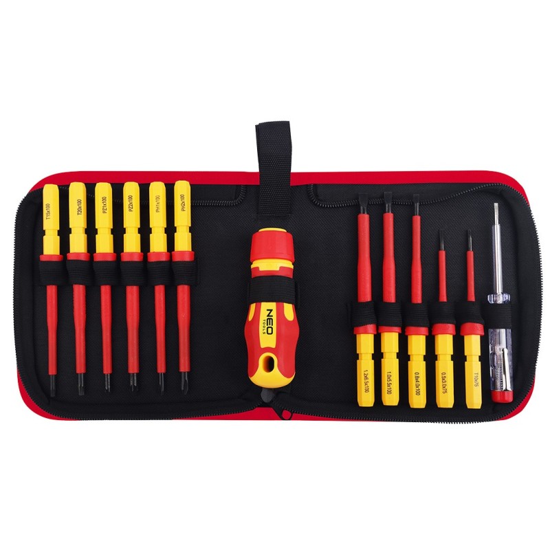NEO TOOLS Insulated changeable screwdriver 1000V set, 12 pcs — 01-308