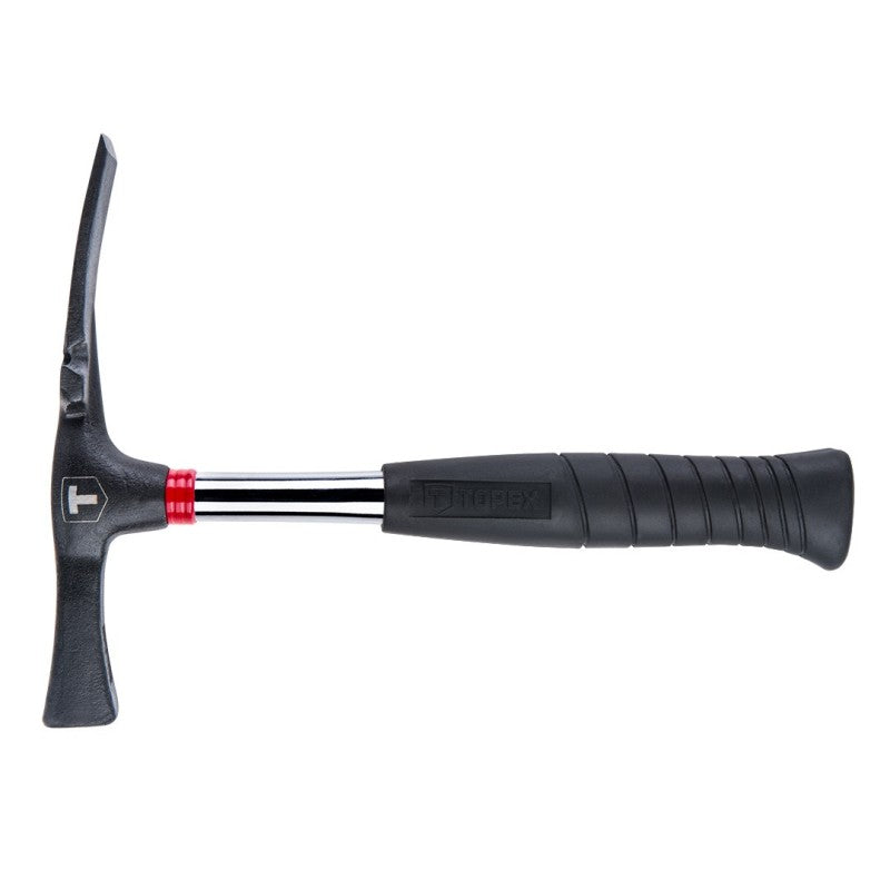 TOPEX Masonry hammer 600g, type B, hardened tubular hdl, black grip, "baked" painted — 02A635