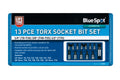 Blue Spot Tools 13 PCE Torx Socket Bit Set (T8-T70)