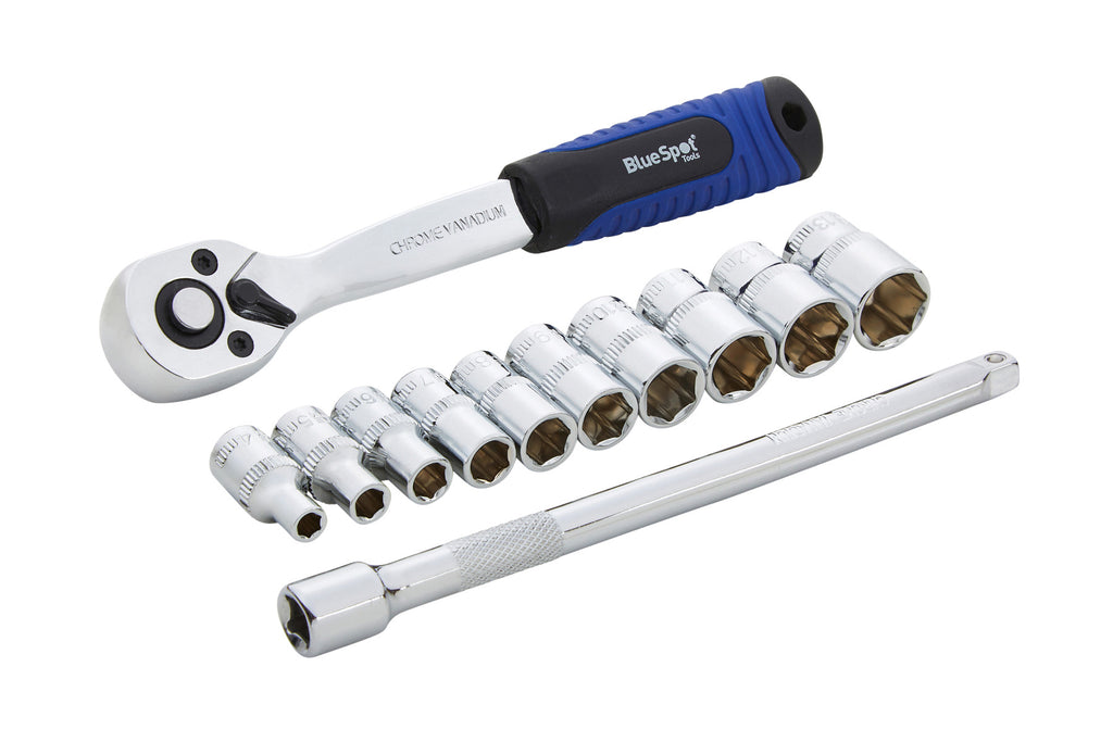 Blue Spot Tools 12 PCE 1/4" Metric Ratchet & Socket Set (4-13mm)