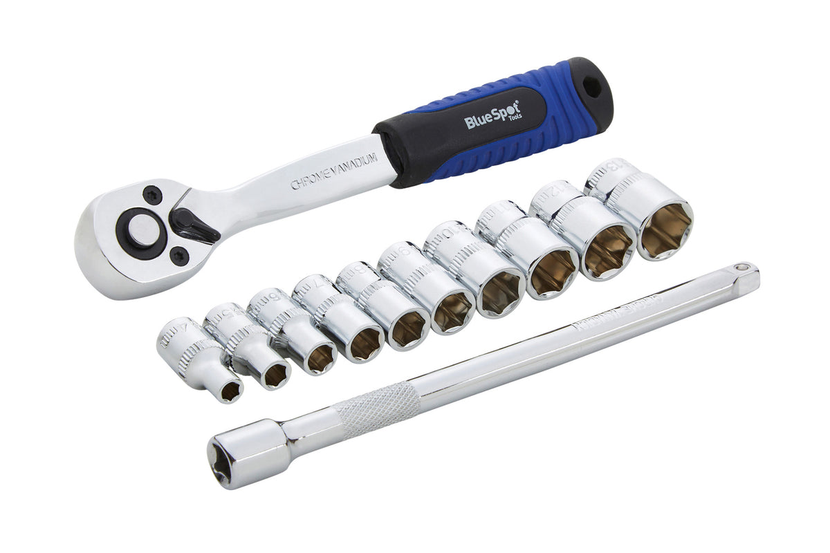 Blue Spot Tools 12 PCE 1/4" Metric Ratchet & Socket Set (4-13mm)