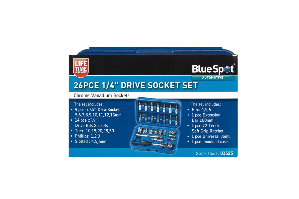 Blue Spot Tools 26 PCE 1/4" Metric Socket Set (5-13mm)