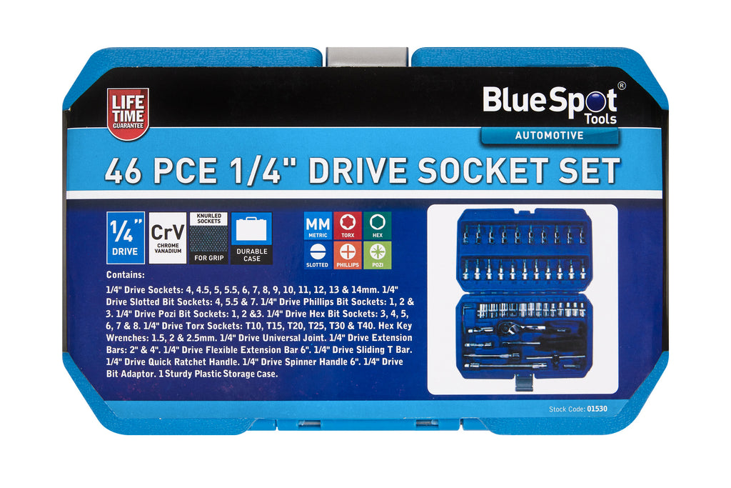 Blue Spot Tools 46 PCE 1/4" Metric Socket Set (4-14mm)